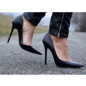 ZARA Black D'Orsay Leather Stiletto Pumps